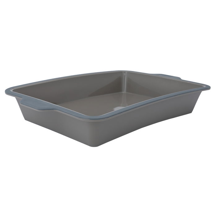 Deep rectangular silicone cake pan with large grey handle image 2