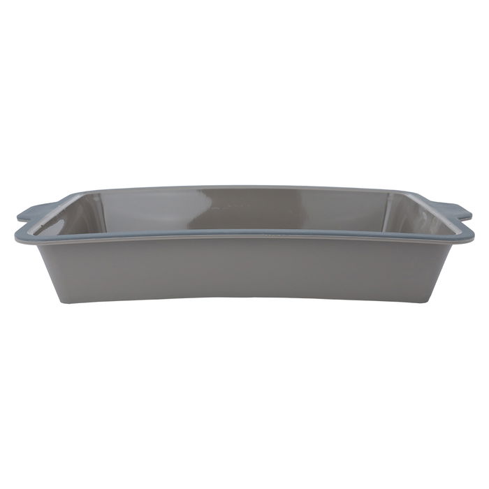 Deep rectangular silicone cake pan with large grey handle image 3