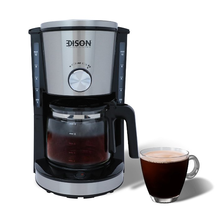 إديسون ماكينة قهوة 1.25 لتر استيل أسود 1000واط image 1