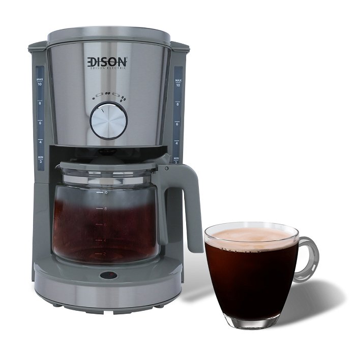 Edison coffee machine 1.25 liters, light gray steel, 1000 watts image 1