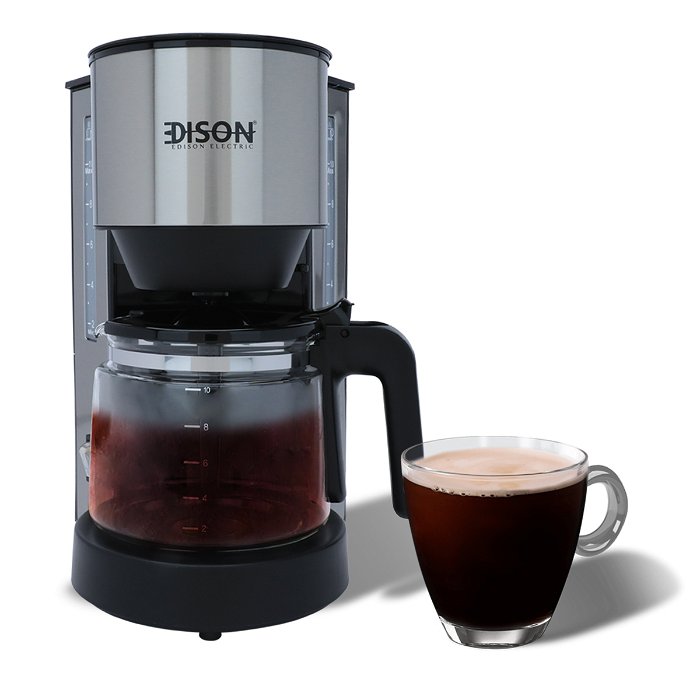 Edison coffee machine 1.25-liter black steel 870-730 watts image 1
