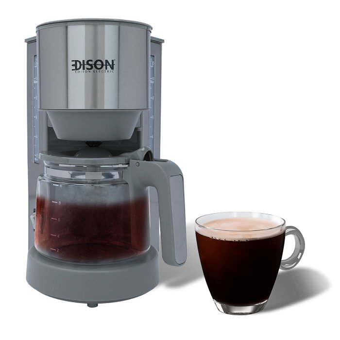 Edison coffee machine 1.25-liter light gray steel 870-730 watts image 1