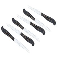 knives set black marble plastic handle gold product image