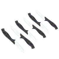 Black Marble Plastic Hand Knife Set with Gold 6 Pieces product image