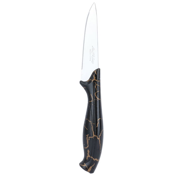 Black Marble Plastic Hand Knife Set with Gold 6 Pieces image 2