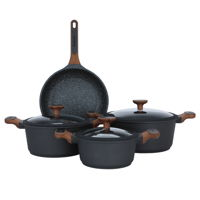 Robust Black Granite Pots Set With Silicone Glass Lid 7 Pieces product image
