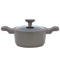 Robust light brown granite cooking pot with silicone glass lid 20 cm product image