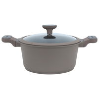 Robust light brown granite cooking pot with silicone glass lid 24 cm product image