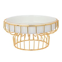 Dessert stand, round white porcelain with golden base 10-inches product image