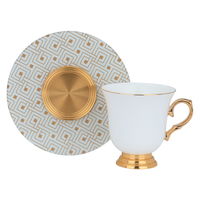 coffee cups white porcelain handle and a golden saucer, 12 pieces product image