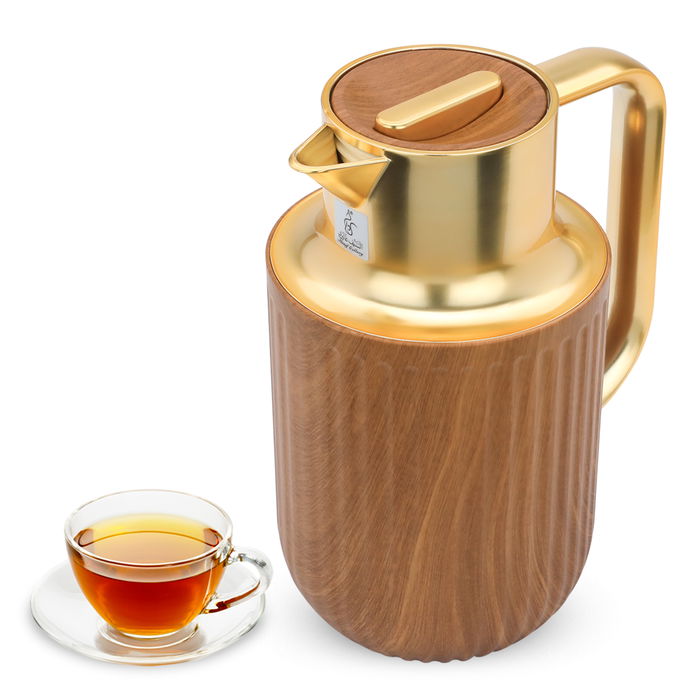 Everest Laura thermos light wood with golden handle 1 liter image 1