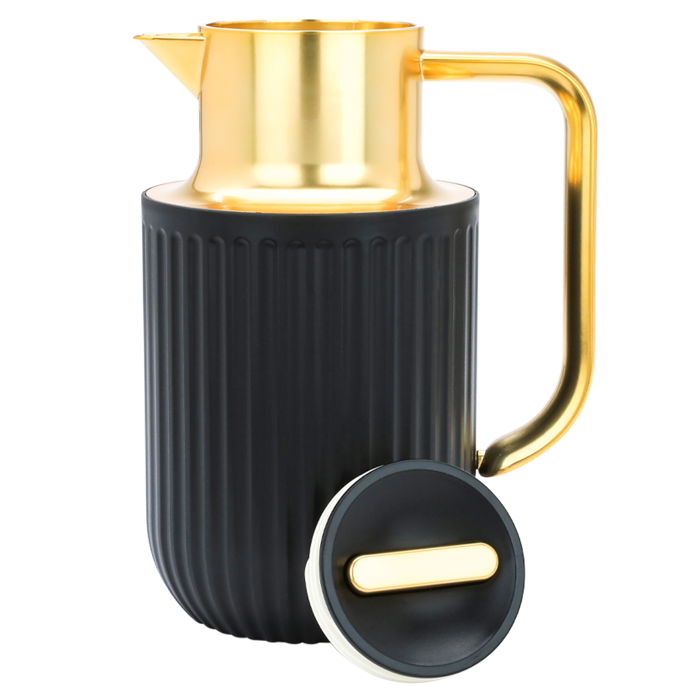 Everest Laura thermos, matte black with a golden handle, 1 liter image 3