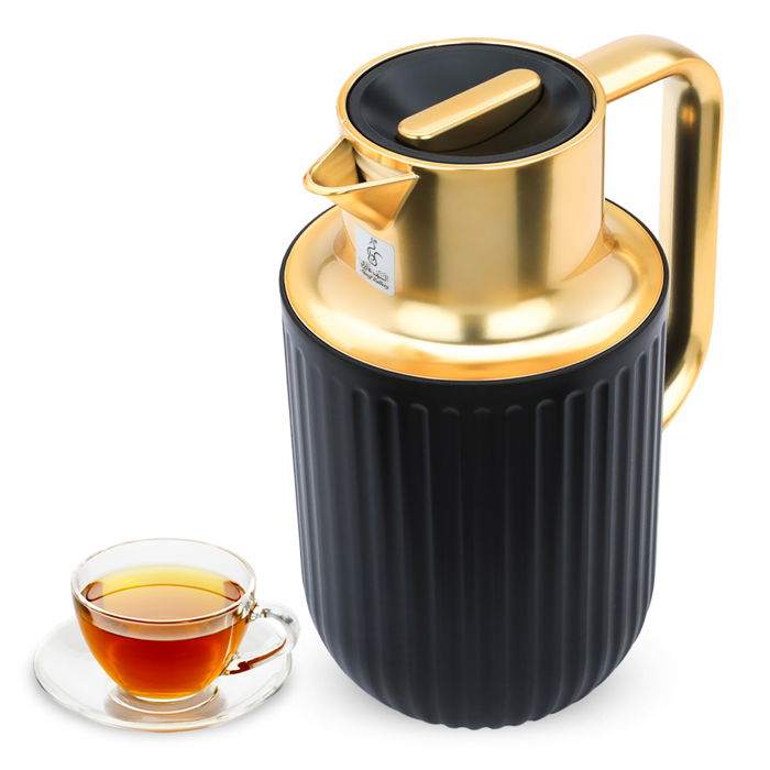 Everest Laura thermos, matte black with a golden handle, 1 liter image 1