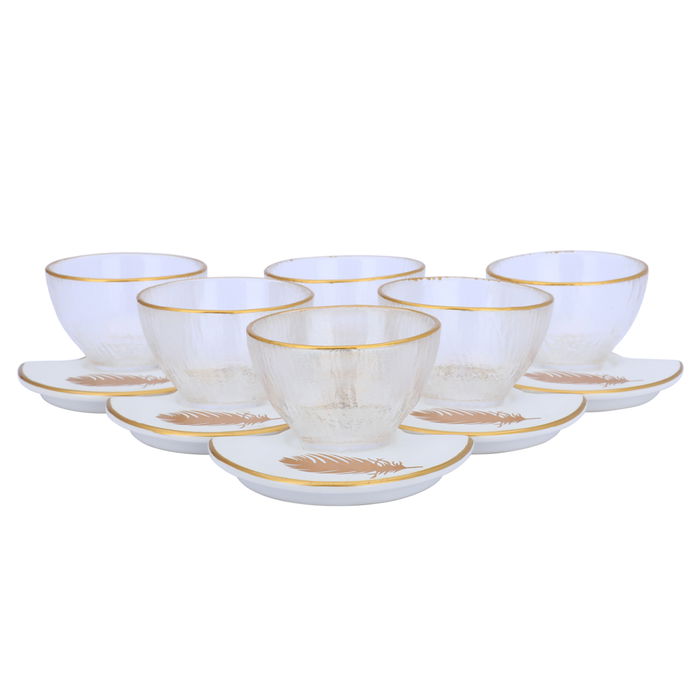 Arabic coffee cups set, transparent glass with saucer, 12 pieces image 3