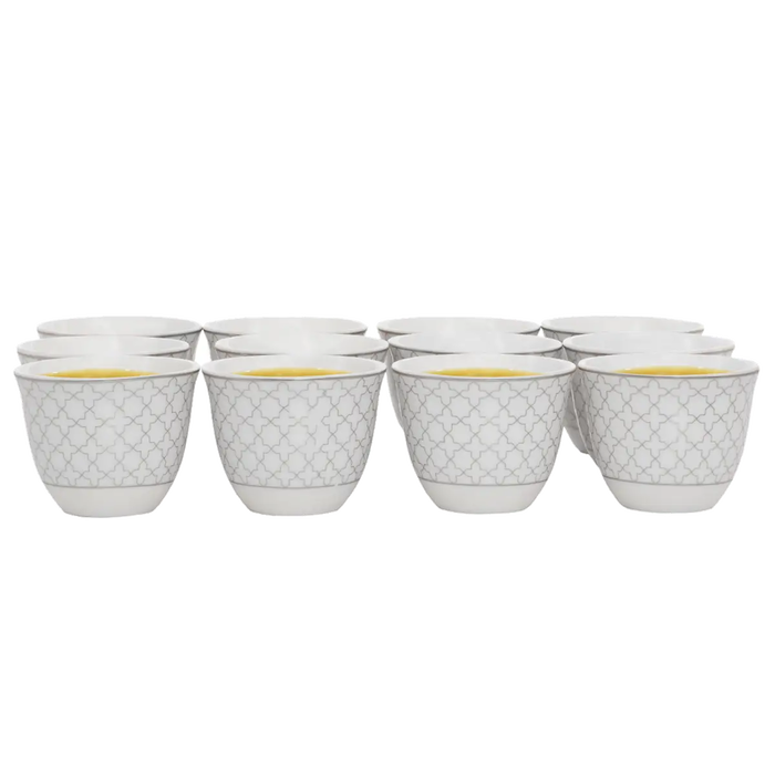 White Islamic Pattern Porcelain Coffee Cups Set 12 Pieces image 1