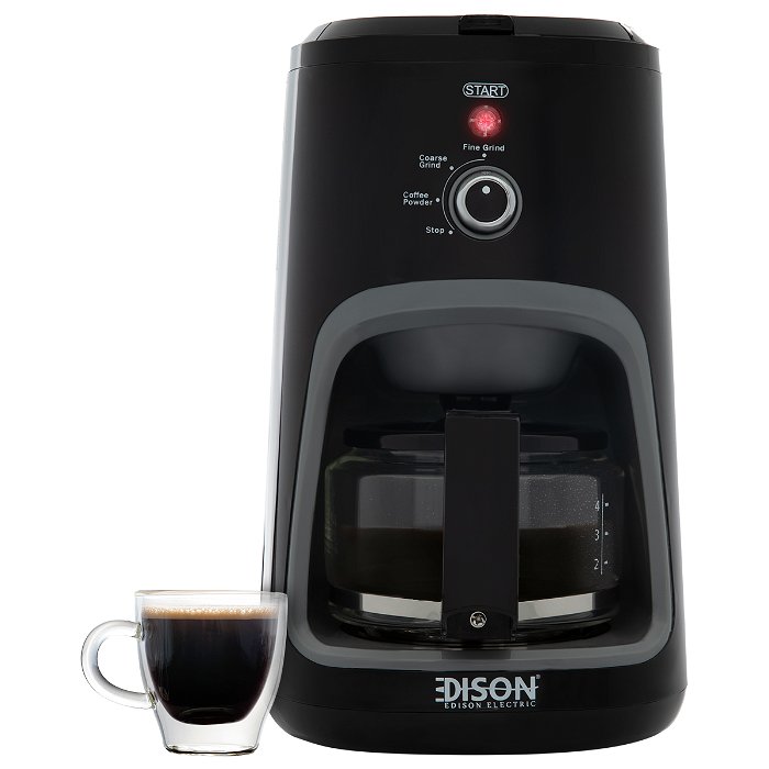 إديسون ماكينة قهوة ومطحنة 36 جرام أسود 900 واط image 1