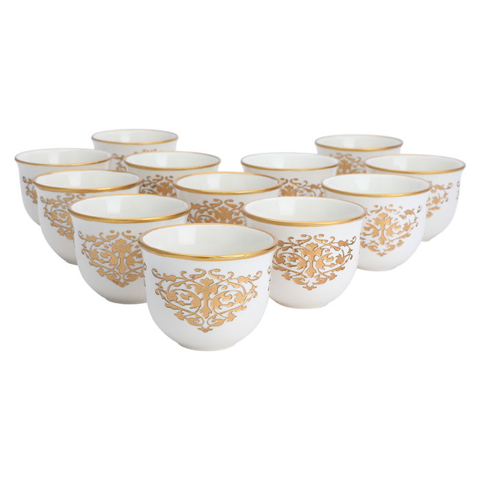 A set of white, golden Arabic coffee cups, 12 pieces image 2