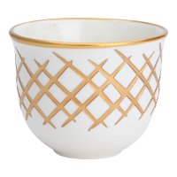 A set of white Arabic coffee cups with golden stripes, 12 pieces product image