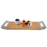 Serving tray, a wooden rectangle with a gray silicone handle, AlSaif Gallery product image