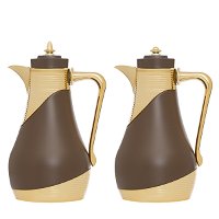 Lujain thermos set, dark brown and gold, 1 liter, two pieces product image