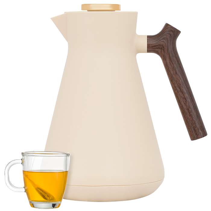 Everest Amada Beige tea bottle with wooden handle 1 liter image 1