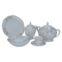 Porcelain dinner set, white embossed, 65 pieces product image