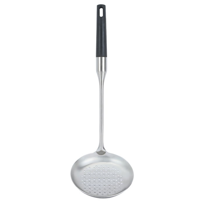 Perforated steel spoon with black handle image 2