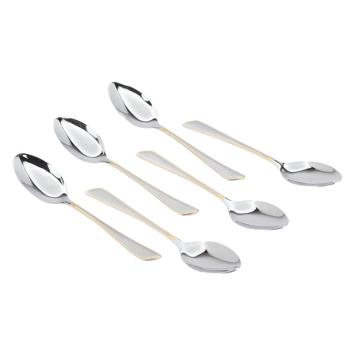 Gold Silver Steel Spoons Set 24 Pieces image 2