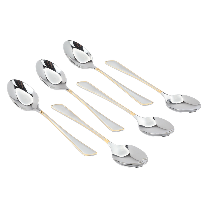 Gold Silver Steel Spoons Set 24 Pieces image 4