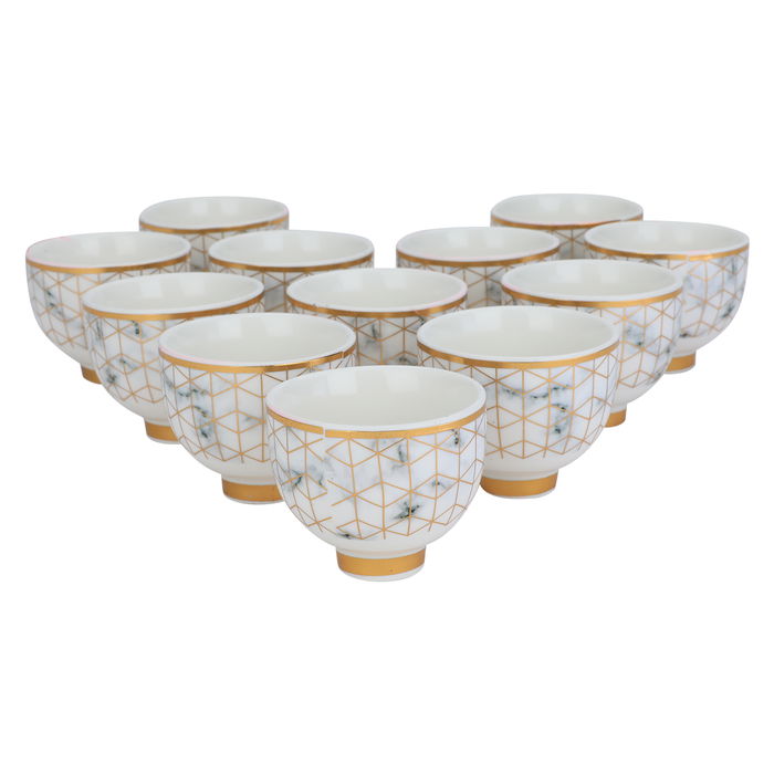 Arabic coffee cups with gold pattern, 12 pieces image 2