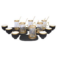طقم تقديم شاي وقهوة أسود نقش إسلامي 24 قطعة product image