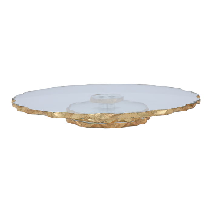 Dessert stand, transparent circular with a movable base image 3