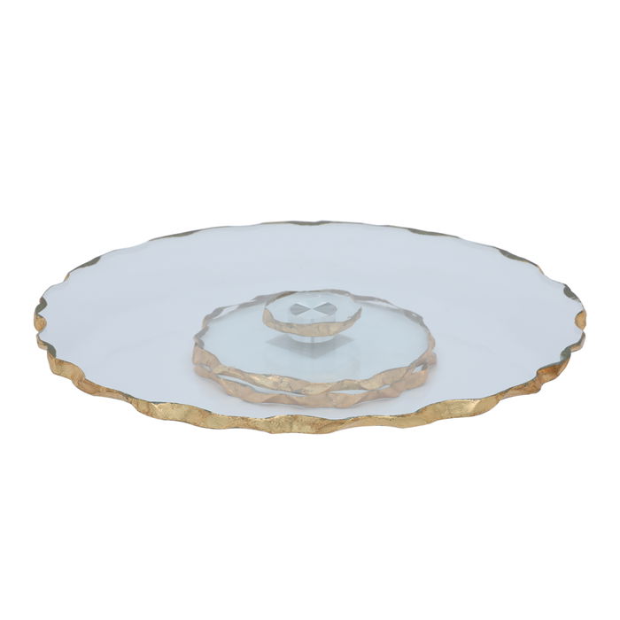 Dessert stand, transparent circular with a movable base image 2