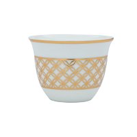 Set of coffee cups, white Arabic with gold engraving, 12 pieces product image