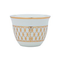 Arabic coffee cups set, white with golden embossing, 12 pieces product image