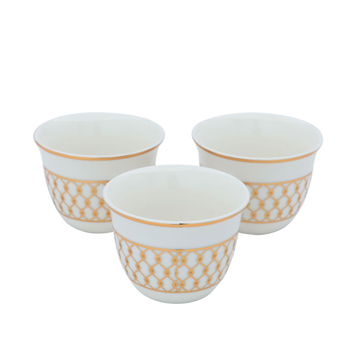 Arabic coffee cups set, white with golden embossing, 12 pieces image 4