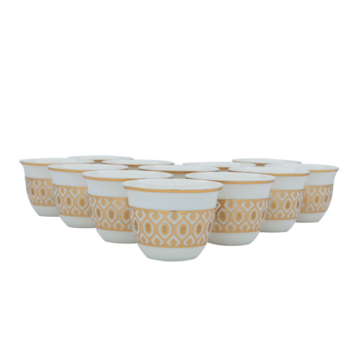 Arabic coffee cups, white with gold pattern, 12 pieces image 2