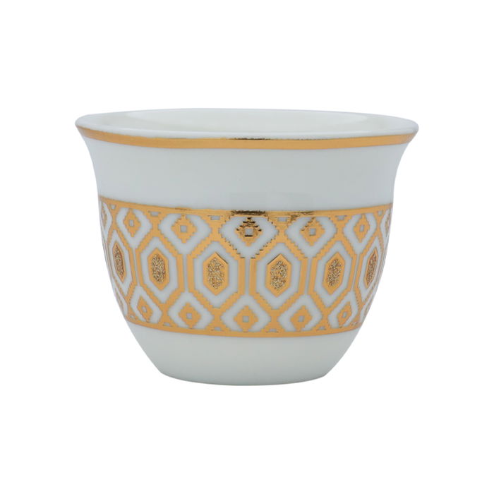 Arabic coffee cups, white with gold pattern, 12 pieces image 1