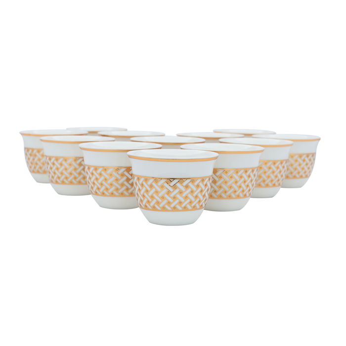 Arabic coffee cups, white with golden embossing, 12 pieces image 2