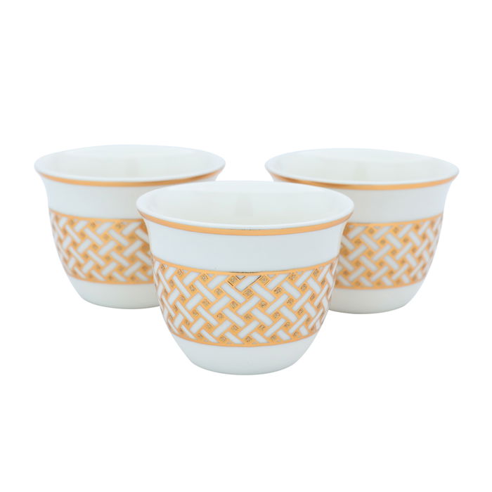 Arabic coffee cups, white with golden embossing, 12 pieces image 3