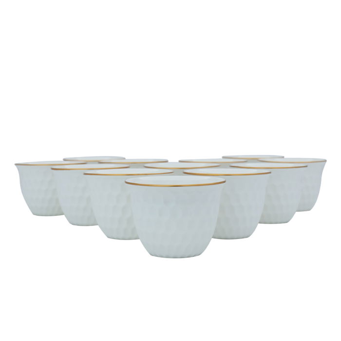 Arabic coffee cups set, white, hexagonal shape, 12 pieces image 2