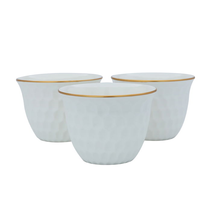 Arabic coffee cups set, white, hexagonal shape, 12 pieces image 3