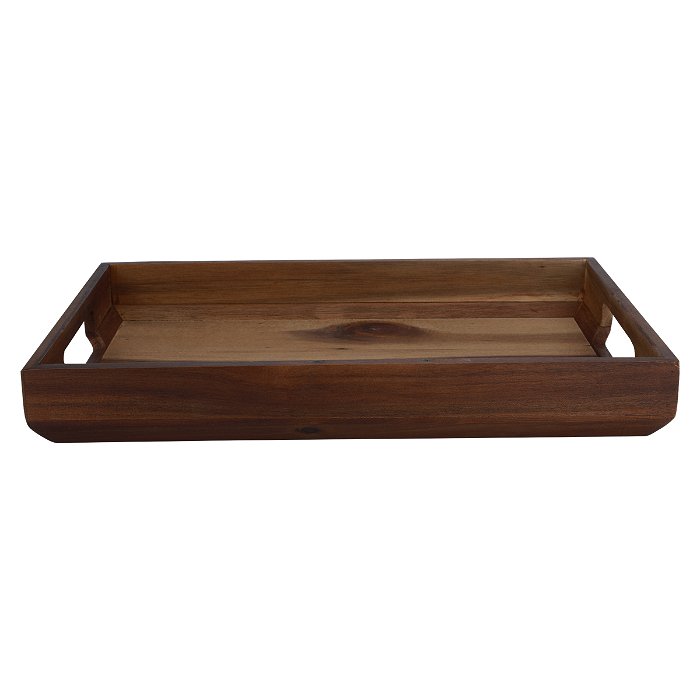 Serving tray, brown rectangular wood with a small handle image 3
