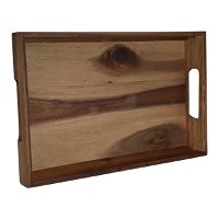 Serving tray, brown rectangular wood with a small handle product image