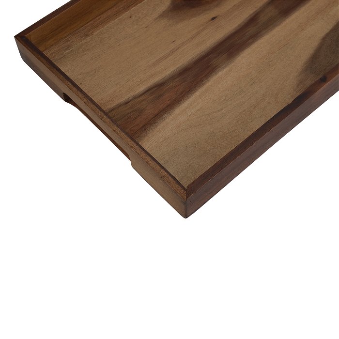 Serving tray, brown rectangular wood with a small handle image 2