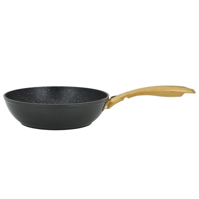 Rocky pan, deep black granite with a gold handle, 24 cm image 2