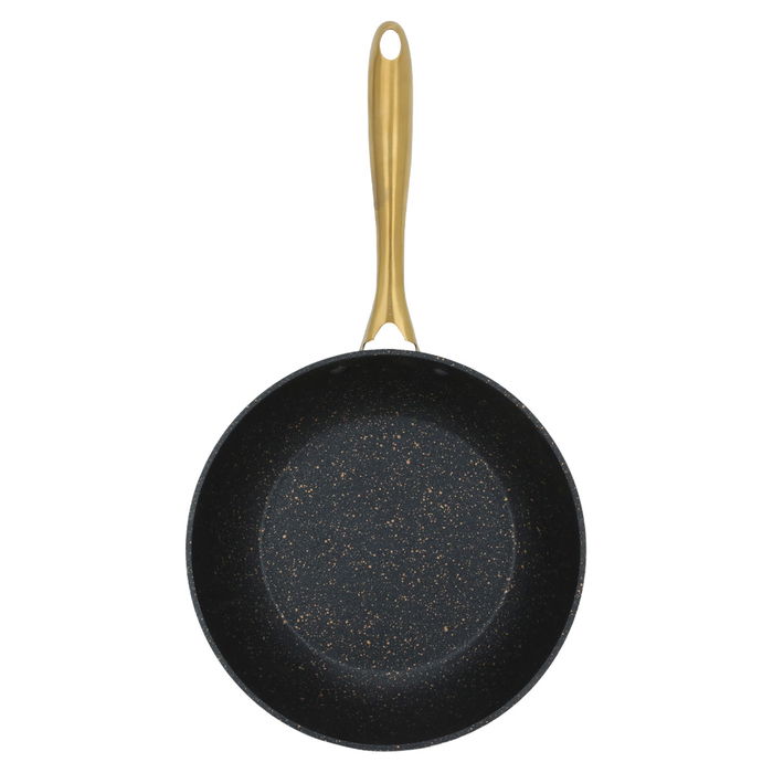 Rocky pan, deep black granite with a gold handle, 24 cm image 3