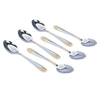 Silver Steel Spoons Set with Gilded Pattern 6 Pieces product image