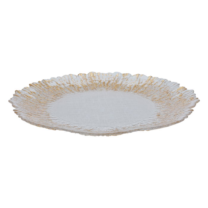 Sweet dish, circular patterned gilded glass image 1