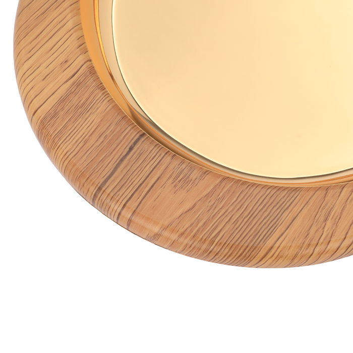 Serving tray, golden oval steel with a large wooden edge image 3